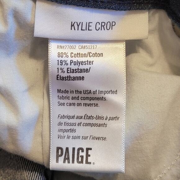PAIGE Kylie Crop Cuffed Ankle Low Rise Cotton Stretch Blue Denim Jean Size 25 - Picture 12 of 15
